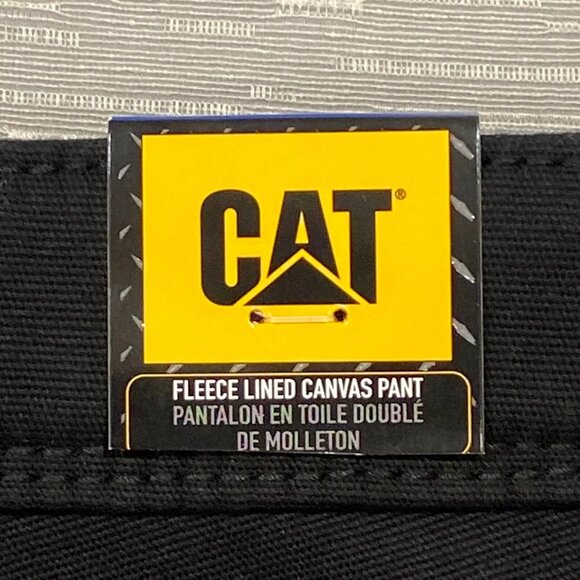 CAT Caterpillar Work Pants Mens 36 x 30 Black Canvas Fleece Lined Insulated - Picture 4 of 13